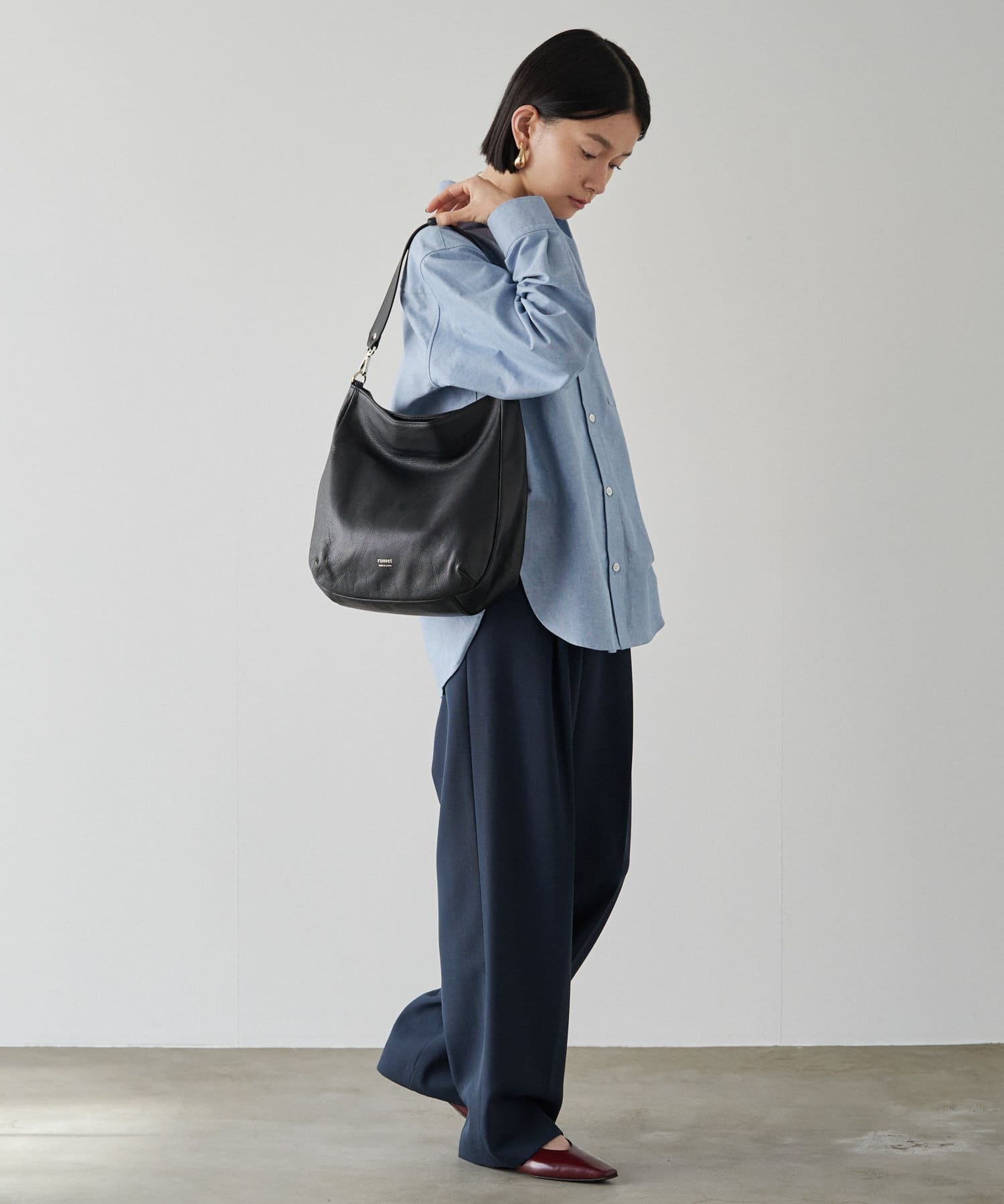 Russet [Soft leather] Large shoulder bag